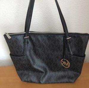 Signature Michael Kors Black MK Print Shoulder Bag